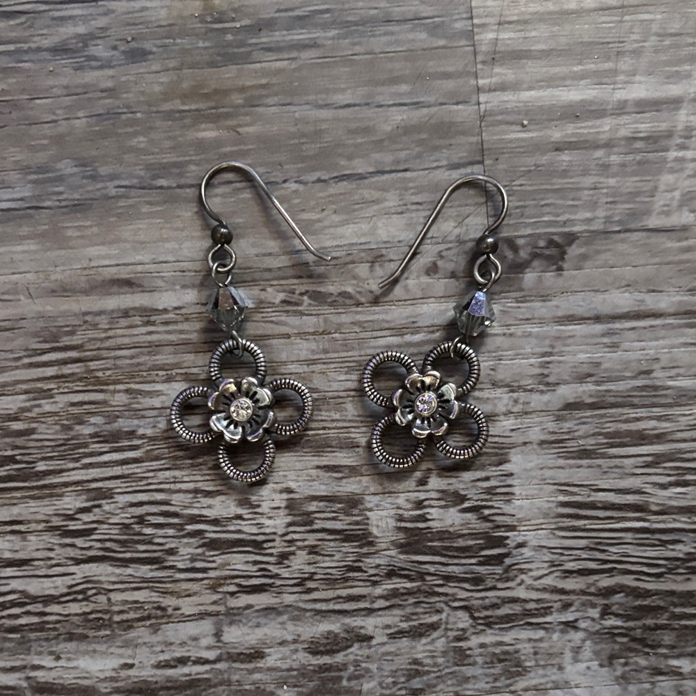 Brighton Meridian Petite Double Flowers Crystal Center Earrings